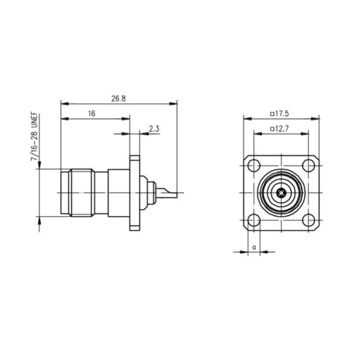 TNC Square Flange Jack  Socket - Image 2