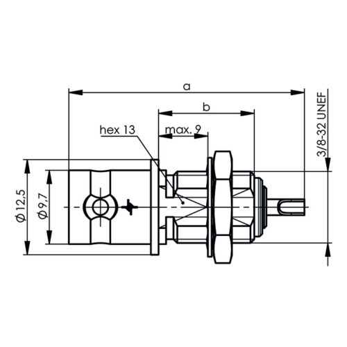 BNC Bulkhead Socket Single Nut 12.6mm - Image 2