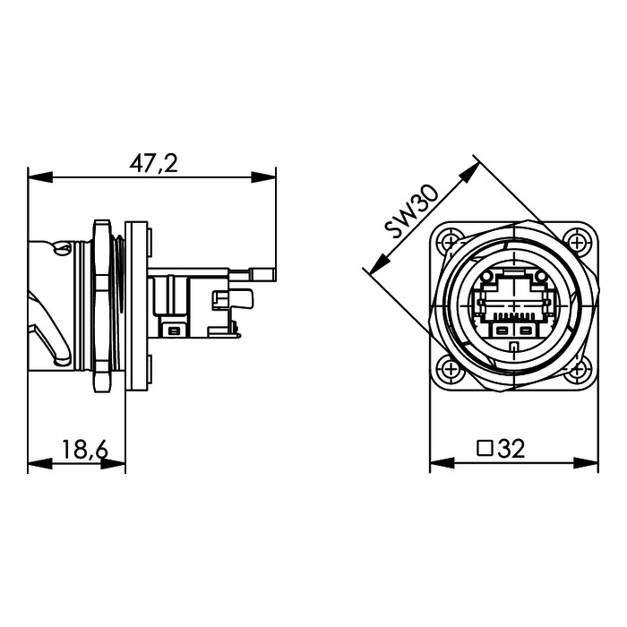 TELEGÄRTNER STX Tragschienen Verbinder Mit RJ45 Modul - Cat.6A IP20 Für Schaltschrank