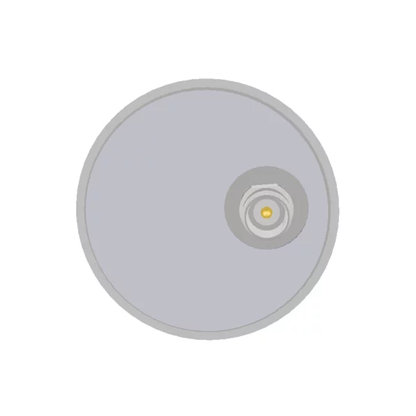 Bottom view of Low Profile Nemo Antenna showing the double-sided tape and off-centre TNC female or jack-type bulkhead connector position at the base of the antenna.
